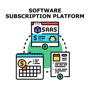 Software saas subscription platform offering digital services Stock Illustration