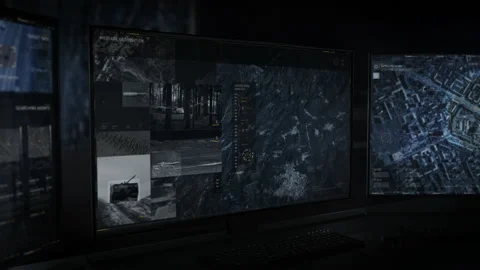 Software Scanning Map To Locate Position Of Military Army Pictured In Photos Stock Footage 201764189