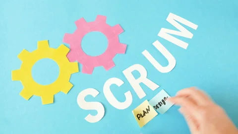 Software scrum agile board with paper task, agile software development method Stock Footage 141798338