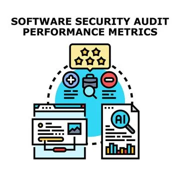 Software security audit performance metrics evaluation process Stock Illustration