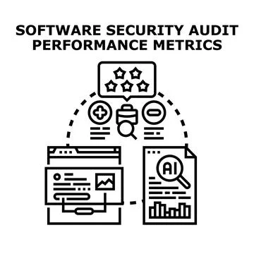 Software security audit performance metrics evaluation process Stock Illustration