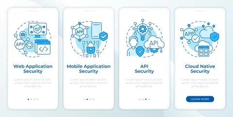 Software security blue onboarding mobile app screen Stock Illustration
