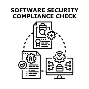 Software security compliance checking process concept illustration 库存插图