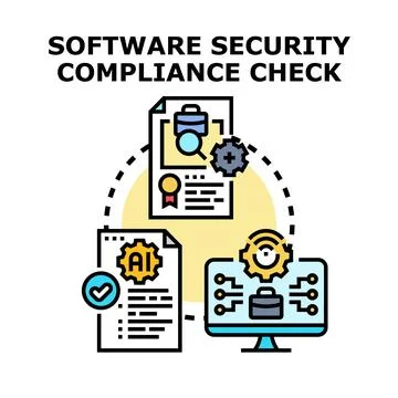Software security compliance checking process concept illustration Stock Illustration