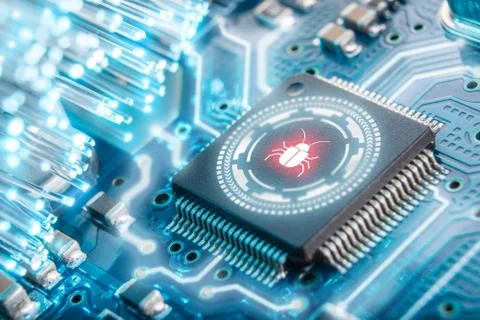 Software security concept. Errors in the program. Bugs in the program. The pr Foto stock