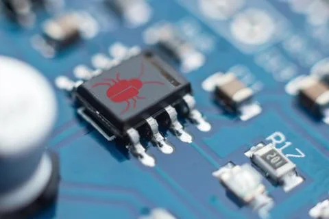 Software security concept. Errors in the program. Bugs in the program. The pr Foto stock