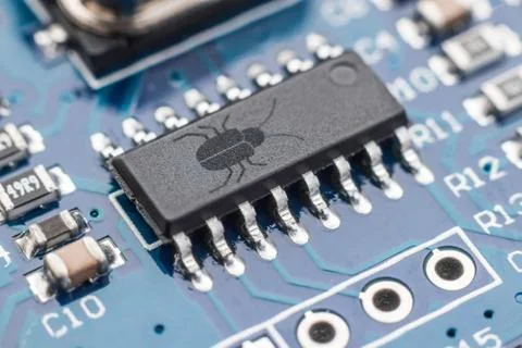 Software security concept. Errors in the program. Bugs in the program. The pr Foto stock