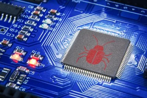 Software security concept. Errors in the program. Bugs in the program. The pr Foto stock