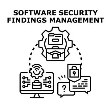 Software security findings management concept managing vulnerabilities Stockillustratie