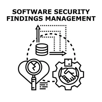 Software security findings management identifying vulnerabilities solution Stock Illustration