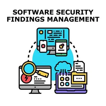 Software security findings management system concept 스톡 일러스트