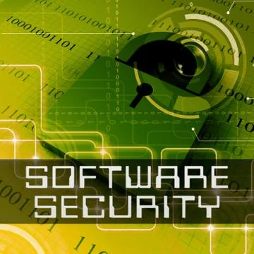 Software Security Shows Application Protected 3d Rendering Ilustração Stock