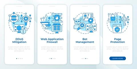 Software security solutions blue onboarding mobile app screen Stock Illustration