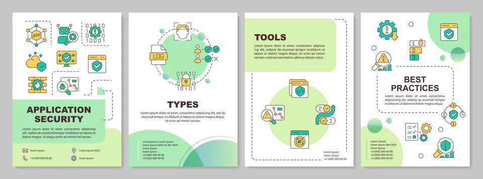 Software security types green circle brochure template Stock Illustration