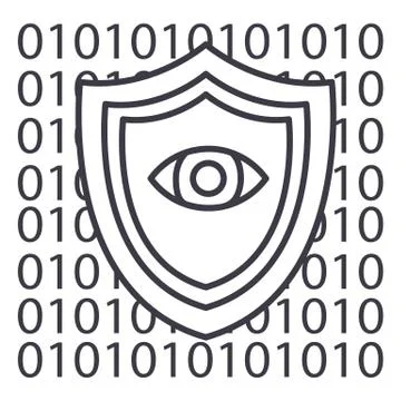 Software security,anti virus vector line icon, sign, illustration on white ba 库存插图