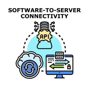 Software to server connectivity concept illustrating data transfer 스톡 일러스트