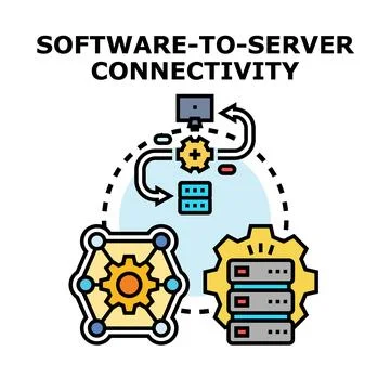Software to server connectivity it illustration concept Illustrazione stock