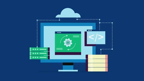 Software as a service, Saas, cloud computing technology animation. Stock Footage 197399420