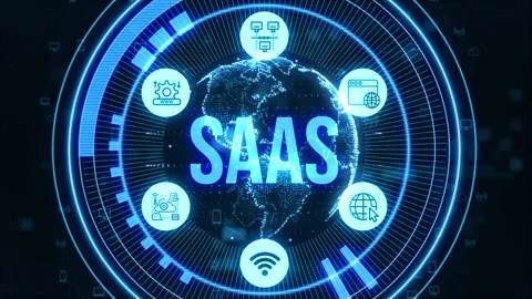 Software as a Service SaaS. Software concept. Business, modern technology, .. 스톡 동영상 237622711