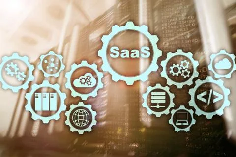 Software as a Service SaaS. Software concept. Modern technology model on a vi Stock Photos