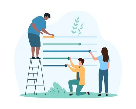 Software setup, control panel sliders, customization of user interface by tiny Stock Illustration