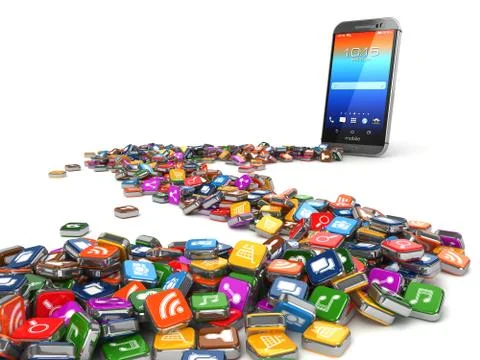 Software. smartphone or mobile phone app icons background. Stock Illustration