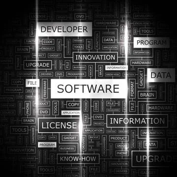 SOFTWARE SOFTWARE. Word cloud concept illustration. Wordcloud collage. Cop... 库存照片