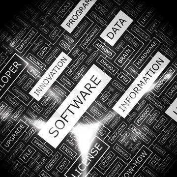 SOFTWARE SOFTWARE. Word cloud illustration. Tag cloud concept collage. Cop... Stock Photos
