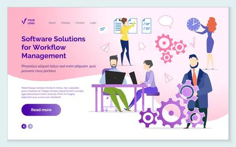 Software solutions for workflow management concept. Business site promotion Stock Illustration