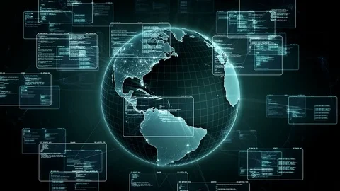 Software source code and program data in the virtual space. Green color. 4K Stock Footage 85101280