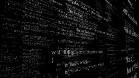 Software source code. Layers of program code on black background Stock Illustration