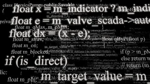 Software source code. Layers of program code on black background Stock Illustration