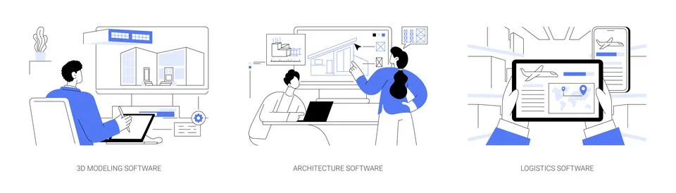 Software for specialists abstract concept vector illustrations. Stock Illustration