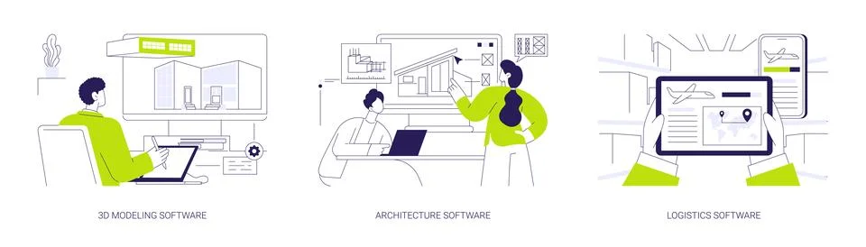 Software for specialists abstract concept vector illustrations. Illustrazione stock