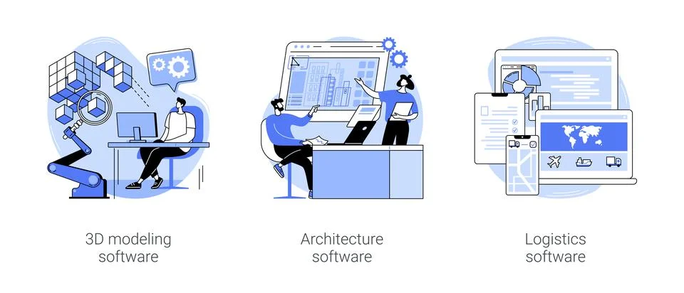 Software for specialists isolated cartoon vector illustrations se Stock Illustration