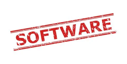 SOFTWARE Stamp with Corroded Texture and Double Parallel Lines Stock Illustration