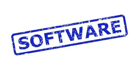 SOFTWARE Stamp Seal with Unclean Surface and Rounded Rect Frame Stock Illustration