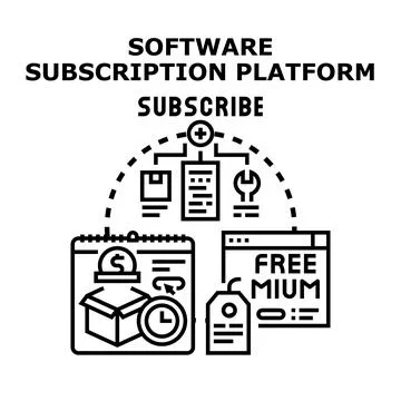 Software subscription platform offering digital services Illustrazione stock