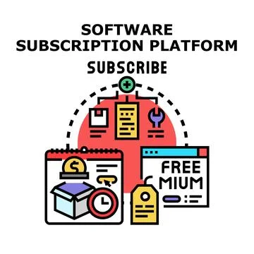 Software subscription platform offering digital services Stock Illustration