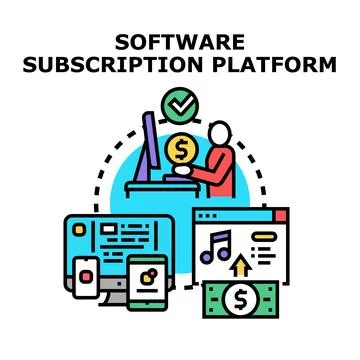 Software subscription platform for online services payment Stock Illustration
