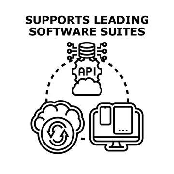 Software suites integration supported by api cloud system イラスト素材