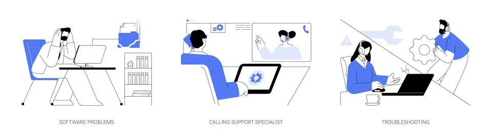 Software support line abstract concept vector illustrations. Stock Illustration