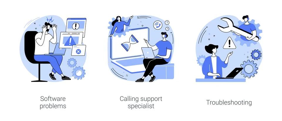Software support line isolated cartoon vector illustrations se Stock Illustration