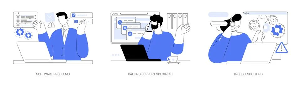 Software support line isolated cartoon vector illustrations se Stock Illustration