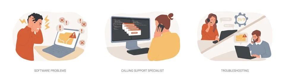 Software support line isolated cartoon vector illustrations se Stock Illustration