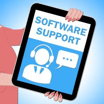 Software Support Tablet Showing Online Assistance 3d ILlustratio Stock Illustration