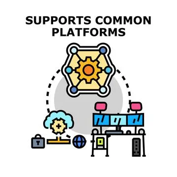 Software supporting multiple technology platforms and system integration Stock Illustration