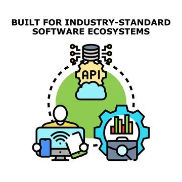 Software system api integration for industry ecosystem Stock Illustration