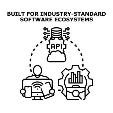 Software system api integration for industry ecosystem Stock Illustration