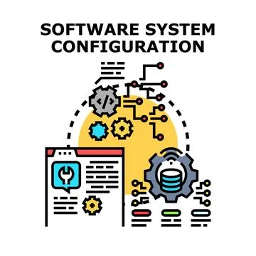 Software system configuration managing development and settings Stock Illustration